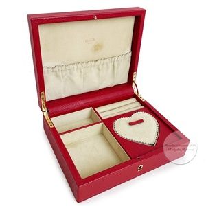 Coach Jewelry Box Red Leather Trinket Case Valet Vintage 90s Rare SLG HTF